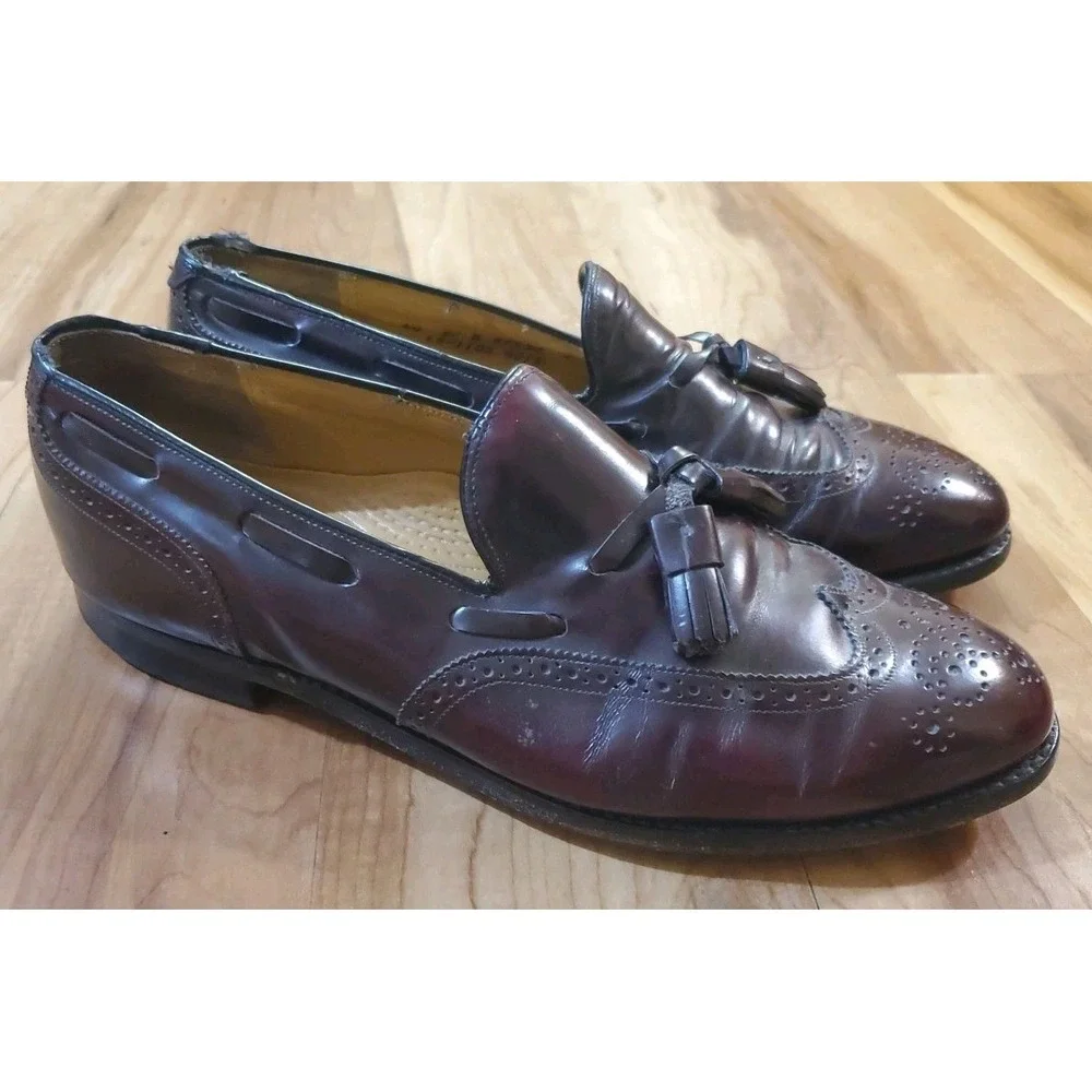 Johnston & Murphy‎ Tassel Loafers Men's 9.5 D Burgundy Leather Dress Shoes